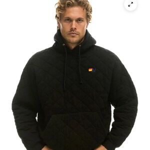 Aviator Nation Black Quilted Hoodie with Logo size XXL